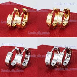 Stud Gold diamond stud earrings Titanium steel love earrings for women exquisite simple fashion With bag T240228