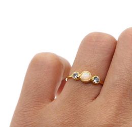 Wedding Rings Round Fashion Cubic Zirconia Stones Ring shinning Delicate Copper Base Thin Band For Women Gold Colorr Size6 7 82053985