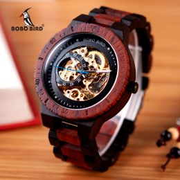 Watches BOBO BIRD Wood Mechanical Watch Men Relogio Masculino Big Mens Watches Top Brand Luxury Timepieces erkek kol saati Dropshipping
