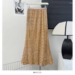 Skirts Women Chic Sequin High Waist Sexy Velvet Full Skirt Party Fashion Vintage Trumpet Summer Clothing