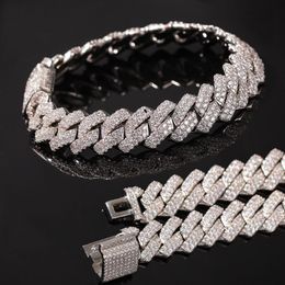 New Arrival Personalised Gold Bling Diamond Mens Cuban Link Chain Bracelet Iced Out Cubic Zirconia Curb Wristband Chains Jewellery F321K