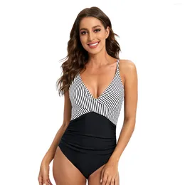 Women's Swimwear 2024 Swimsuit Striped Spaghetti Straps One-Piece Sexy Backless Triangle