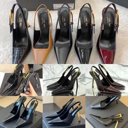 10 days delivered Prom Dress Dance Luxury Shoe LEE Mirrored Leather Slingback Pump Woman Black Crocodile Designer Heel Man Sandal Slide Lady Gift Tazz Slipper Slim Hi