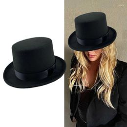 Berets Fashion British Style Flat Top Hat For Magician Costume Performances Theatrical Plays Musicals Hats Adult Teens DXAA