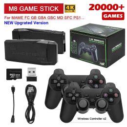 Consoles M8 4K Video Game Console 64G Builtin 20000 Games Retro Handheld Game Player 2 Wireless Controller Game Stick Children Xmas Gift