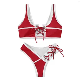 Women's Swimwear Sports Split Bikini Women Swimsuit Adjustable Strap Red Colour Lady Slimming Swimsuits Fashion Beach Wear Bathing Suit