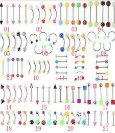 D0923 105 PCS MIX Uv Piercing Jewellery Belly Ring Eye Mix Designs and Colours 14G Stainless Steel Bar 10mm Length6659056