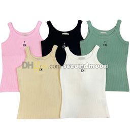 Women Sport Tanks Top Letters Embroidered Yoga Tops Gym Fitness T Shirt Solid Color Vest