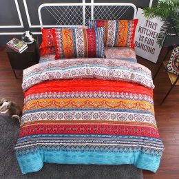 Set Bohemian Ethnic Style Duvet Cover Set Pillowcases No Filling Soft Touch US EU Size Full Queen Bedding Kit Ins Boho Home Textile Sheer Curtains