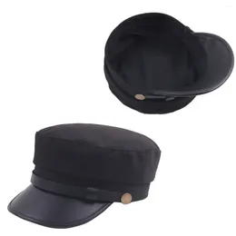 Berets Vintage Beret Autumn Stylish Flat-top Hat Fashion Wild Casual Simple Youth Painter (Black)