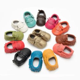 Outdoor-Babyschuhe aus echtem Leder mit Quasten, Mokassins zum Reinschlüpfen für Kleinkinder