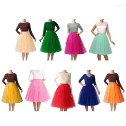 Skirts Women's Tulle Elastic Highs Waist Pleated Midi Skirt Dance Tutus