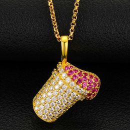 Cute Cup Cake Pendant Hop Jewelry Gold Plated 925 Sterling Silver Vvs d Color Moissanite Diamond Pendant Necklace