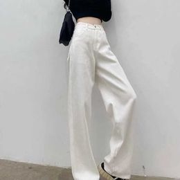 Women's Jeans Autumn Spring Jeans Women Denim Pants Vintage Straight Trousers Fashion Female White Black Solid Loose Casual Wide Leg Pants