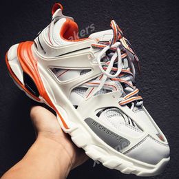 Top Quality Mens Women Casual Shoes Track 3.0 Sneakers Luxury Brand Designer Trainers Triple S Leather Platform Sneaker Ice Pink Blue White Orange Black Sneaker K8