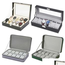 Jewellery Stand Pu Leather Watch Box Practical Watches Display Case Storage Organiser With Lockzipper For Women Men Gift Supplies 23051 Dh8Rv