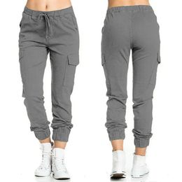 Women Harem Pants Solid Colour Casual Elastic Waist Safari Style Pants Fashion Streetwear Sports Trousers Pockets Work Pant 240223