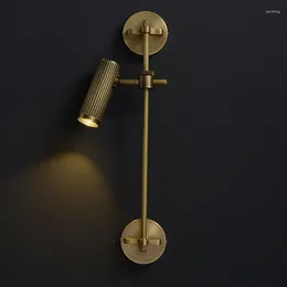 Wall Lamp Retro All-copper Rotatable LED El Corridor Brass Art Deco Lighting Fixtures Living Room Bedroom Bedside Home Sconce