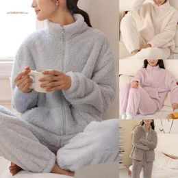 Women's Sleepwear Women Pyjama Set Furry Fleece Soft Pyjamas Comfortable Warm Wear Sets Loungewear Pyjamas