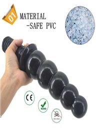 Super Soft Anal Beads Big Butt Plug Suction Cup Black Dildo Anal Booty Beads Huge Anus dilator Sex Toys for Adults Woman Man X06026311258