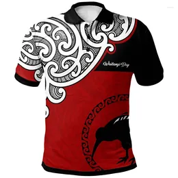 Men's Polos 3D Zealand NZ Flag Maori Patterns Printing Polo Shirt WAITANGI Graphic T For Men Fashion Vintage Clothes
