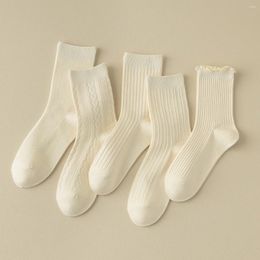 Women Socks Spring Autumn Simple Trendy Solid Colour Black White Warm Wool Long For Girls Kawaii Breathable Classic