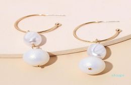 Cshaped Irregular Double Pin Pearl Earrings for Women01239122140