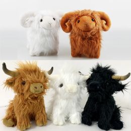 Cushions Simulation Highland Cows and Sheep Animal Plush Doll Soft Stuffed Cow Cattlle Plush Toy Plushie Gift for Kids Boys Girls