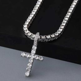 Necklaces Necklaces Cross Necklace 4mm 5mm Vvs Moissanite Tennis Silver Women Men Jewellery 2024 new 240228