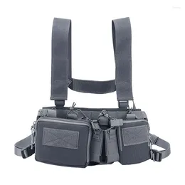 Hunting Jackets Universal Hands Free Radio Front Pack Pouch Tactical Military Chest Rig Vest Harness Bag Rescue Mag Carrier