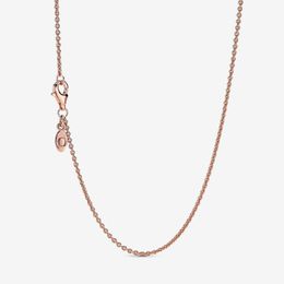 New arrival 925 Sterling Silver Rose Gold Classic Cable Chain Necklace With Lobster Clasp Fit European Pendants and Charms Fine Je2476