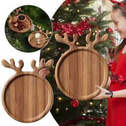 Plates Natural Wooden Tray Circle Plate Fruit Storage Trays El Home Serving Decorate Supplies Kitchen Accessories
