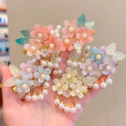 Hair Accessories Alloy Pearl Tassel Cute Headdress Hanfu Ornament Headwear Chinese Style Clip Accessory Kids Girl Hairpin