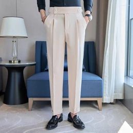 Men's Suits High Waisted Business Suit Pants British Style Casual Dress Wedding Party Trousers Men Clothing 2024 Spring