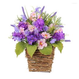 Decorative Flowers Flower Basket Artificial Wreath Farmhouse Garlands Spring Welcome Sign Home Decorations