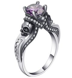 Creative personality skull ring multicoloured Gemstone zirconium wedding engagement crystal jewelry6074091