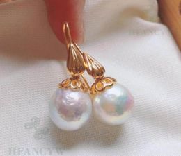 Dangle Chandelier Fashion White Baroque Pearl Earring 18k Hook Luxury Irregular Earbob RealDangle4975937