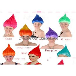 Other Event Party Supplies 10Pcs/Lot Fast Trolls Wig For Kids Adts Costume Cosplay 12 Colours In Stock Drop Delivery Home Garden Fes Dh8Jq