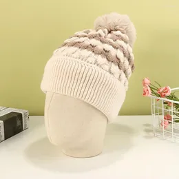 Berets Women Beanie Cosy Winter Hats For Knitted Caps With Plush Ball Decor Anti-slip Elastic Fit Cold-resistant Warmth