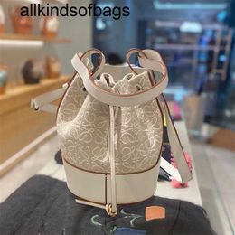 Loewwes Shoulder Bag Handbags Womens Ballon Drawstring Jacquard Balloon Canvas Bucket One Crossbody Handbag cy