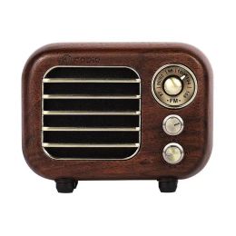 Speakers Retro Radio Bluetooth Small Speaker Vintage Radio Portable FM Receiver Old Fashioned Classic Walnut Wooden TFCard&AUX MP3 Player