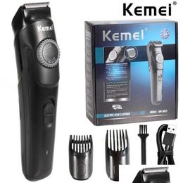 Hair Trimmer Kemei Adjustable Beard For Men Rechargeable Moustache Stubble Clipper Face Groomer Cutting Hine Drop Delivery Dhu63