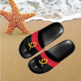 Slippers Fashion Summer Women Angola Flag Design Pattern Casual Anti-slip Beach Slides For Ladies Home Bathroom Flats