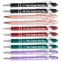 Customised Ballpoint Pens with Stylus Tip Print Name Metal Pen for Business Graduation Birthday Anniversary Gift 240219