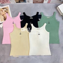 Summer Sexy Sleeveless Vest Fashion Inlay Diamond knitwear Luxury Designer knit Tops Slim Fit Knitting Tank Tops