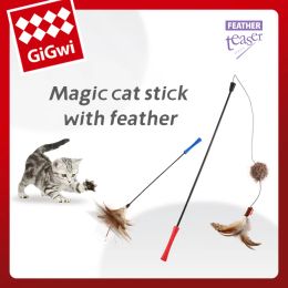 Toys GiGwi Simulation Interactive Cat Stick Toy with Suction Cup Funny Feather Bird for Kitten Play Chase Exercise Cat Toy Supplies