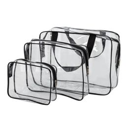 3-piece transparent PVC toilet bag waterproof bathroom storage bag travel makeup bag cosmetics bag handbag 240228