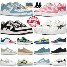 Designer shoes casual shoes for men women Black White Baby Blue White Camo Blue Suede Pastel Pink Pastel Blue Yellow mens outdoor trainers Bapestashoesss size 36-45