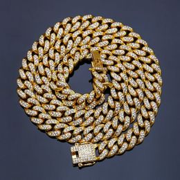 Fashion Iced Out Chains Necklaces Hip Hop Bling Jewellery Men 14k Gold Miami Cuban Link Chain269w