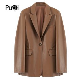 Jackets Pudi Women Genuine Leather Jacket Coat 2021 Spring Female Real Sheep Leather Jackets Coats CT104